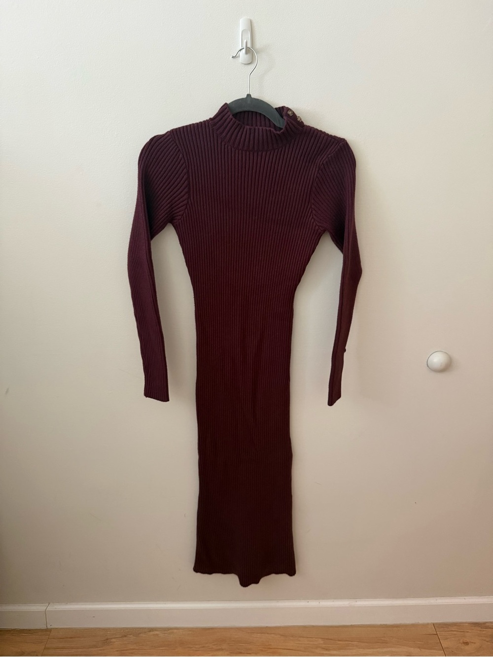 Lulu's Burgundy Ribbed Mock Neck Maxi Dress